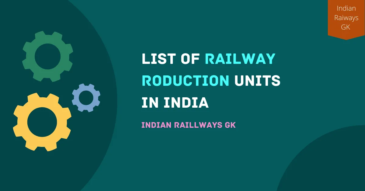 The text "List of Railway Production Units in India" written on a green side with gear icons