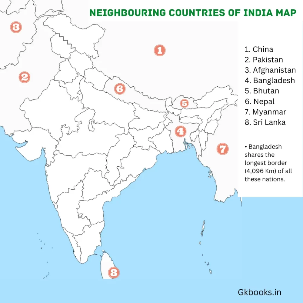Neighbouring countries of india map Neighboring Countries of India