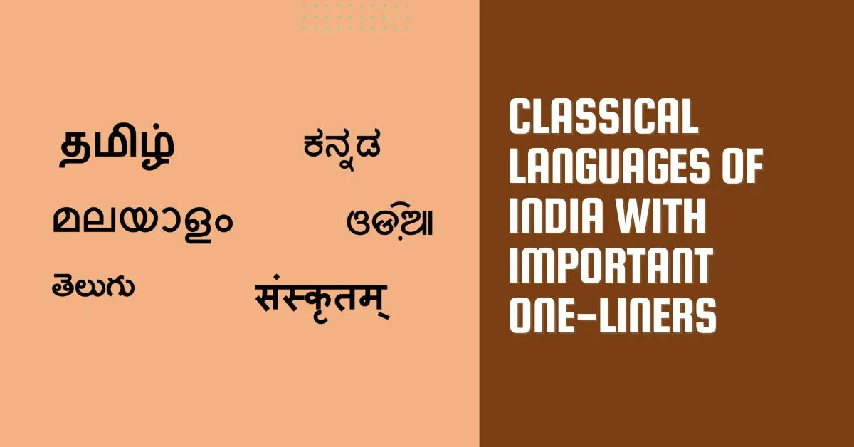 Classical Languages Of India With Important One Liners.webp