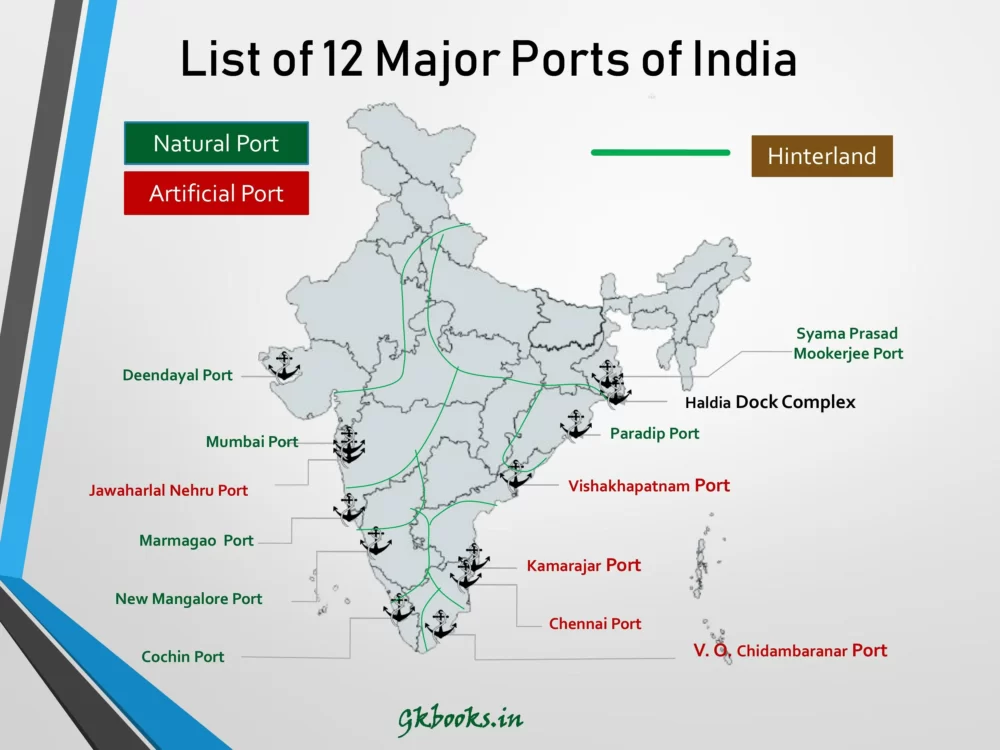 Main Sea Ports in India Map PDF 2023