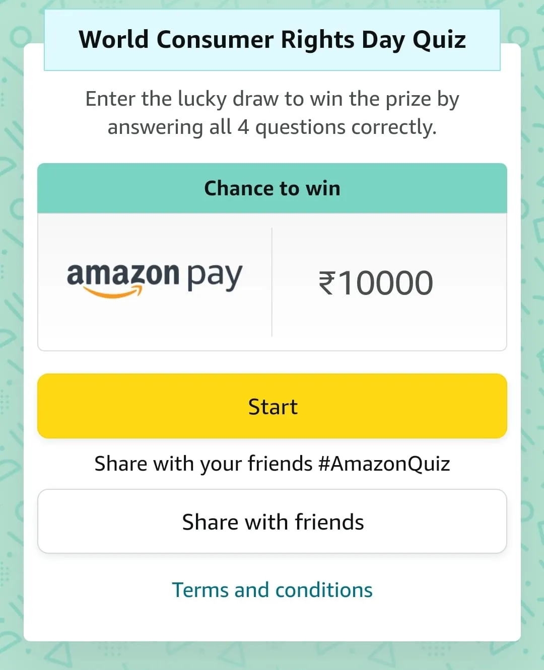 Amazon World Consumer right Day Quiz Start Now 