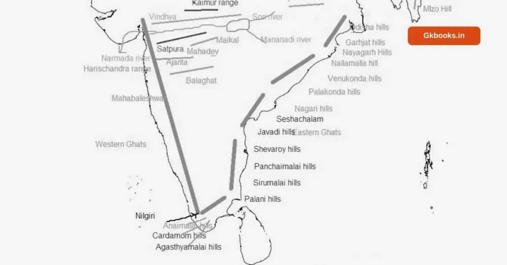 Mountain Ranges and Hills of Peninsular India, Map, Facts