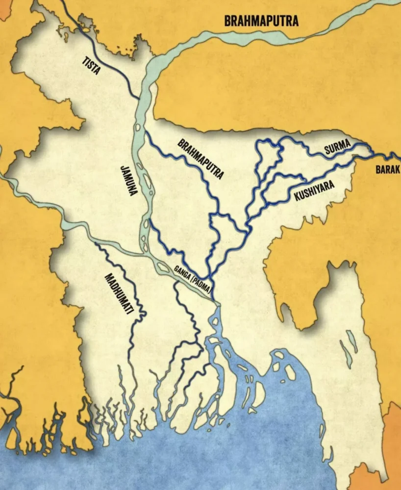 Flow of Barak River in Bangladesh