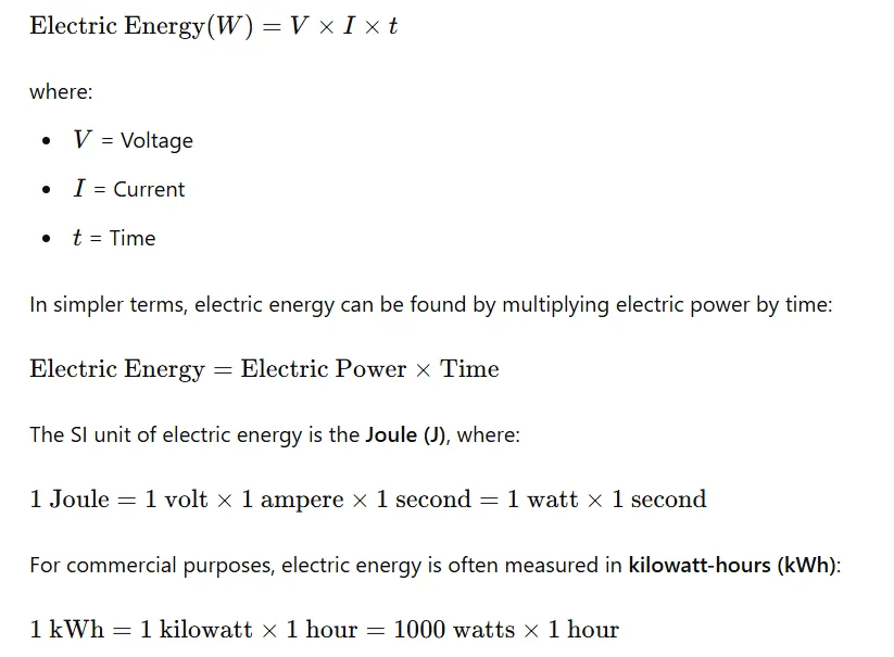 Formula for calculating electric energy