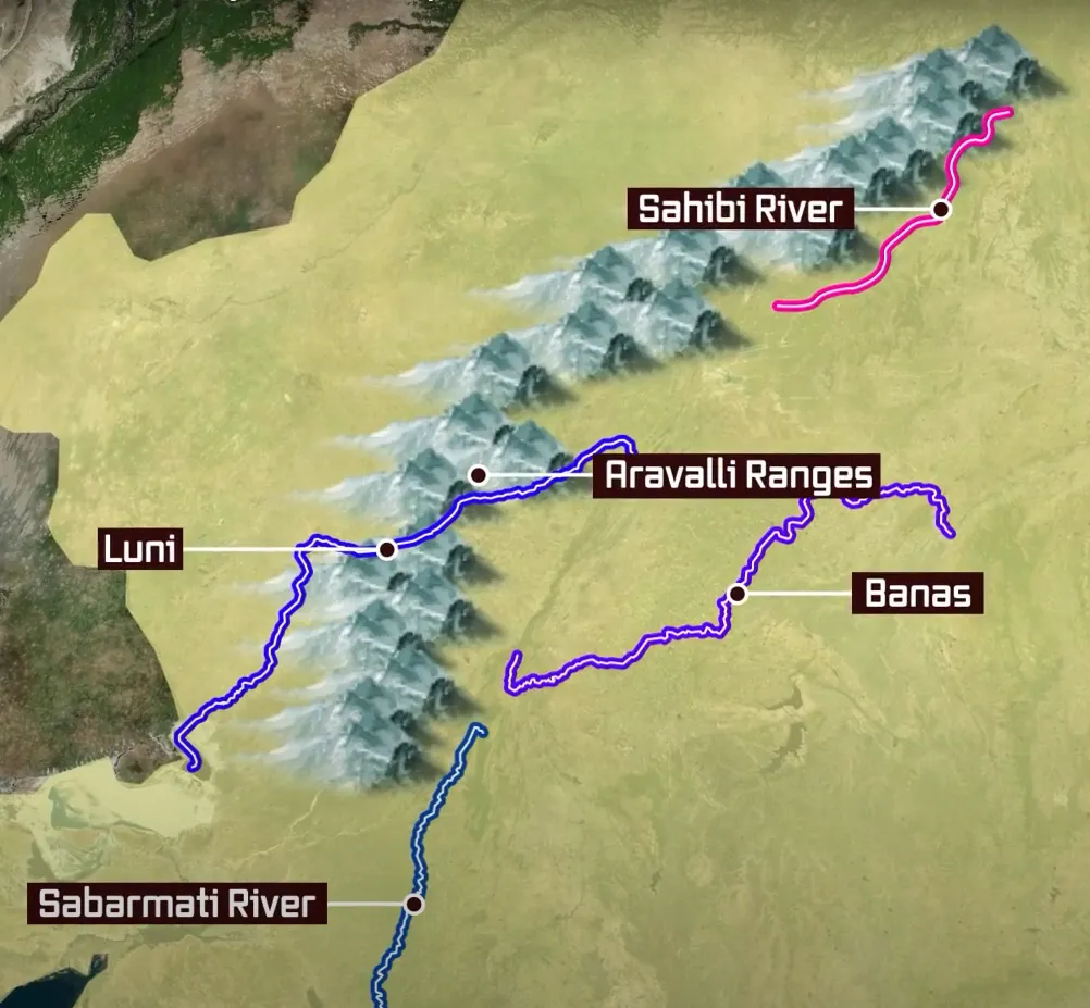 Major Rivers Flowing from the Aravalli Range